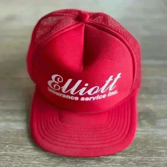 Elliott Insurance Service Inc Hat Snapback Cap Red Trucker Mesh Cameo - Picture 2 of 7
